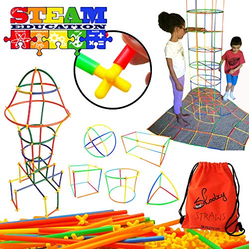 Skoolzy STEM Toys Connecting Straws Building Kits - Fine Motor Skills Interlocking Engineering