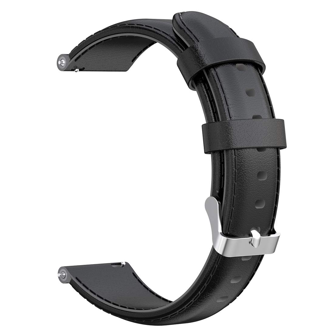 AWADUO 20mm Replacement Genuine Leather Wrist Band Strap Compatible For Garmin Forerunner 245/645, Soft And Durable(Leather Black)