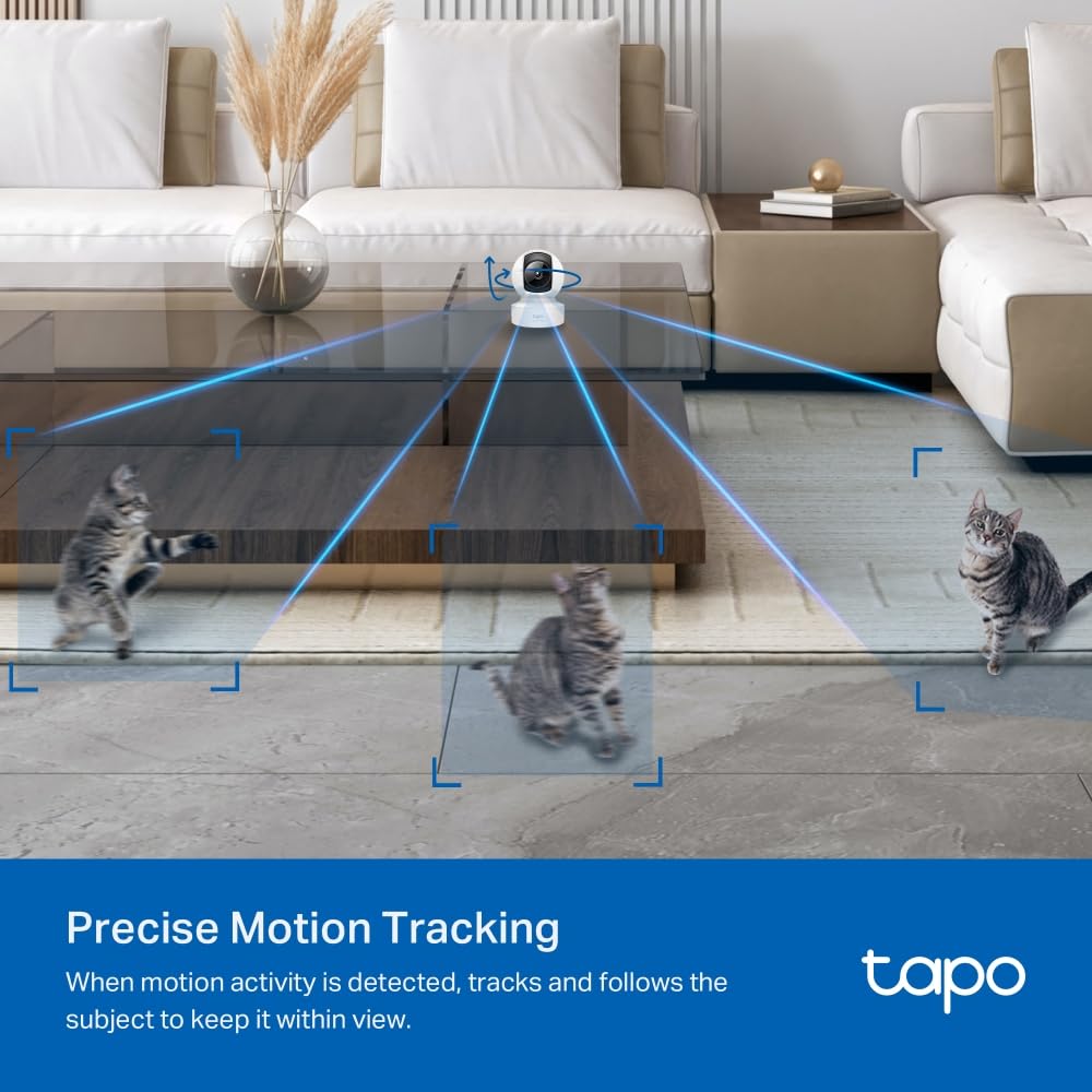 Tapo C222 - Cámara vigilancia WiFi interior, 2K QHD, 360°, Puerto Ethernet | Detección de Movimiento. Visión Nocturna. Alarma Luz y Sonido. Almacenamiento Local o Nube. App Tapo.