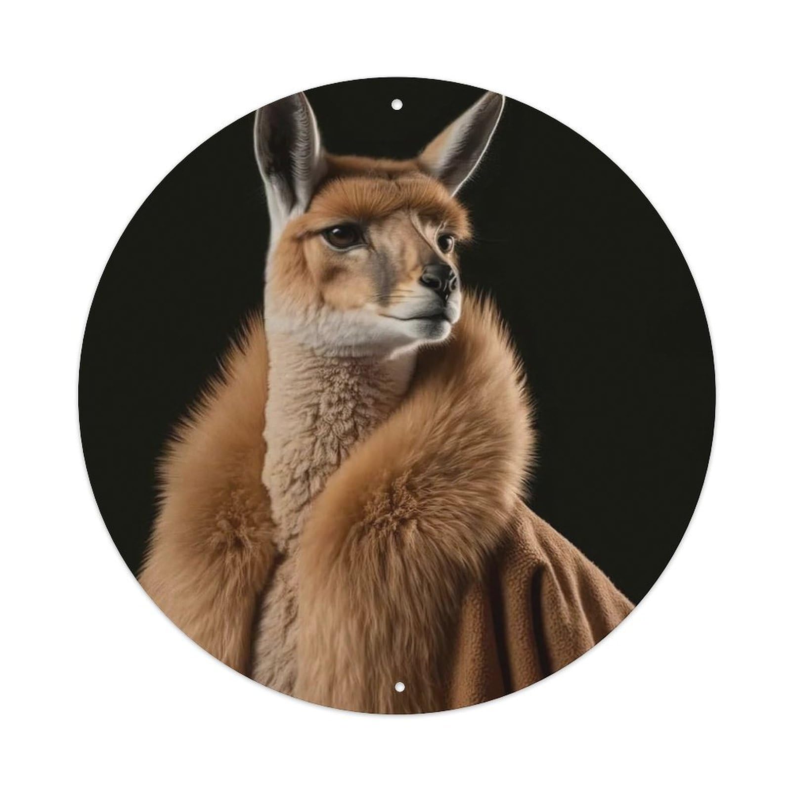 Kangaroo Creative Animal I AM A FASHION VICTIM Vintage Metal Tin Sign Plaque Wall Decor for Cafe, Club, Garden Round Metal Poster 8x8Inch