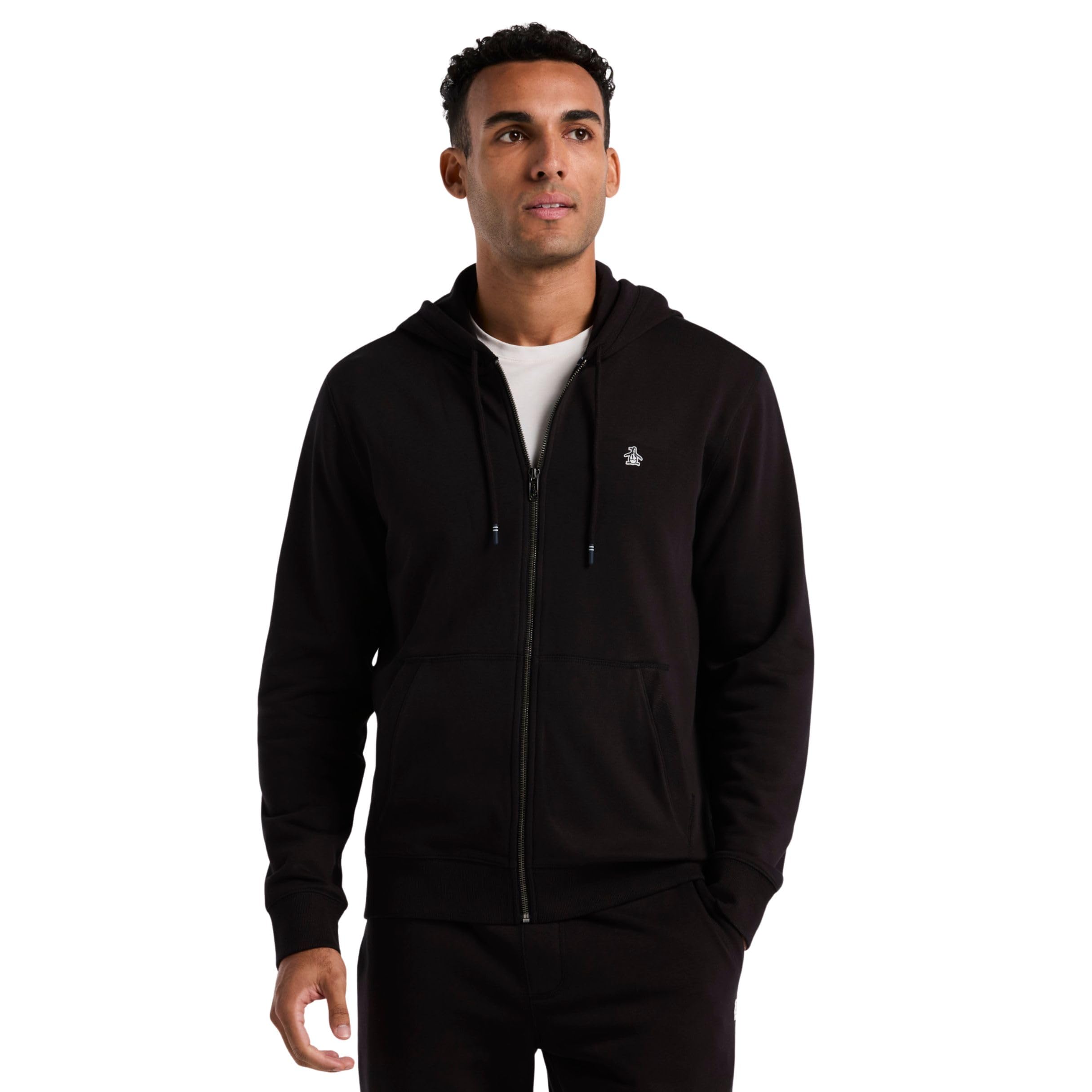 Original Penguin Fleece Full Zip Hoodie, XXL, True Black