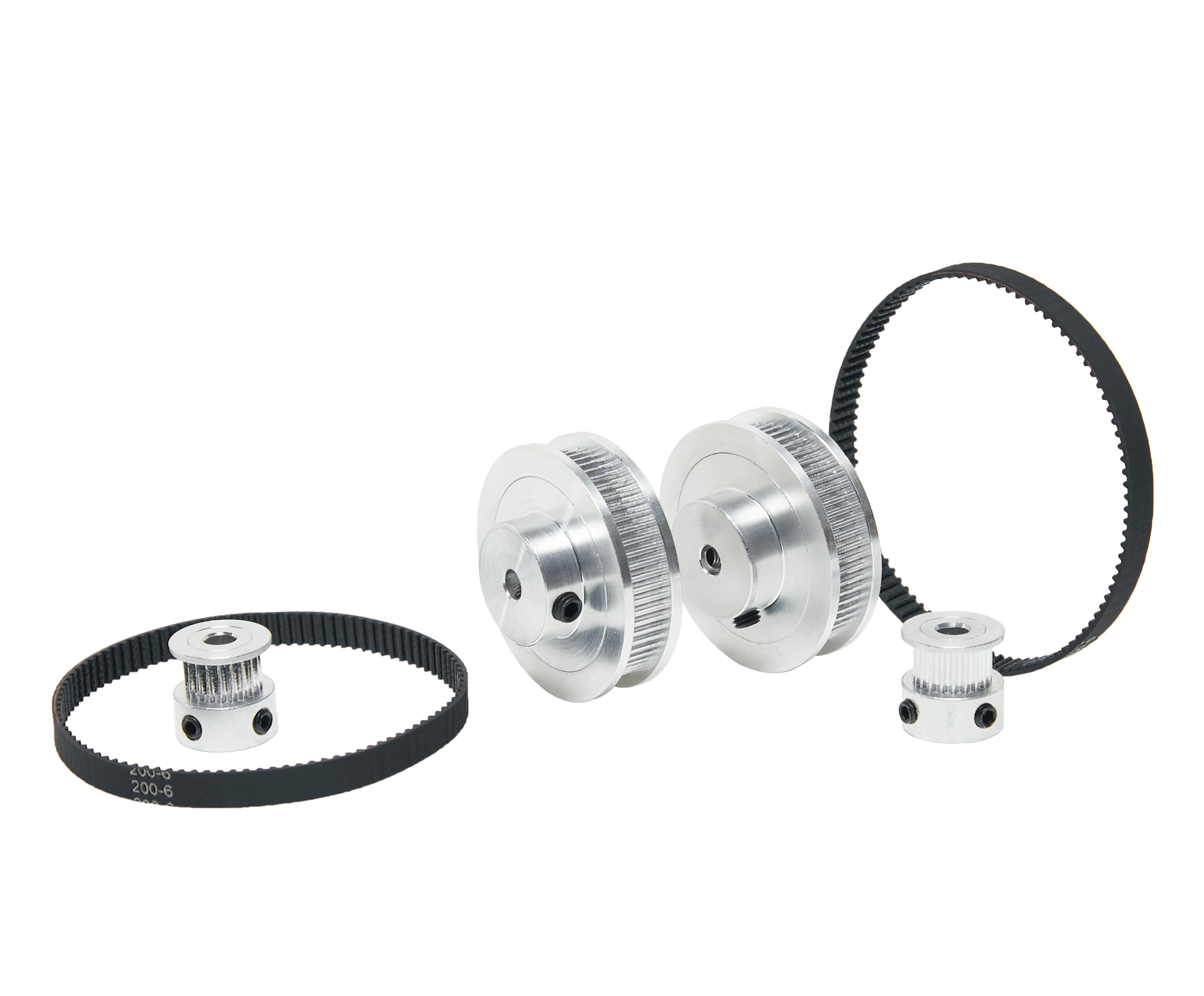 2PCS Set 2GT Aluminum Timing Pulley 20&60 Teeth 6.35mm Bore Synchronous Wheel with 2PCS Length 200mm Width 6mm Belt (20-60T-6.35B-6) — Amazon image 4