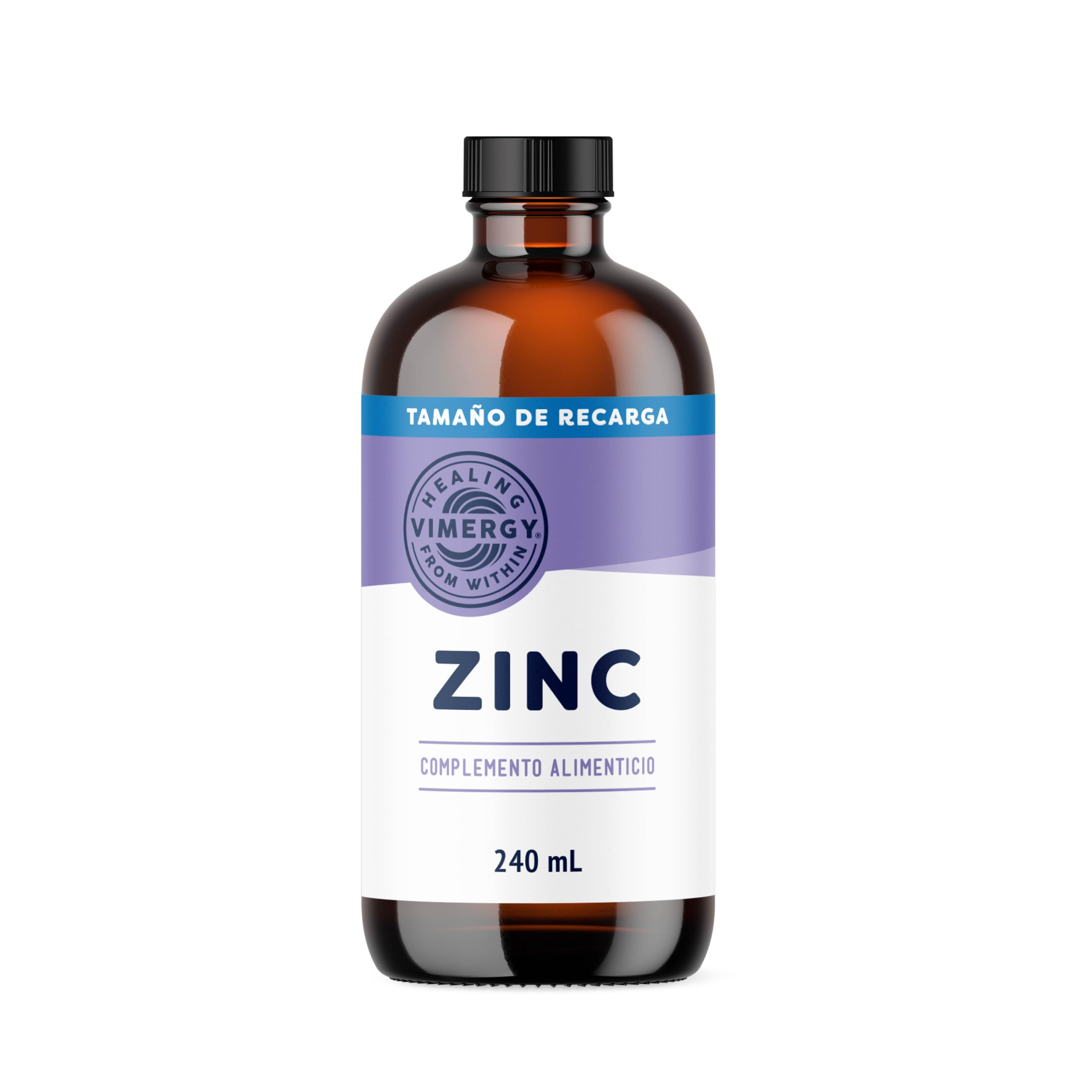 Vimergy Zinc – 240 ml, 120 Dosis – Suplemento de Zinc Líquido – Refuerza Sistema Inmunológico, Metabolismo y Huesos – Antioxidante - Sin OMG, Azúcar Refinado ni Gluten – Apta para Keto y Paleo