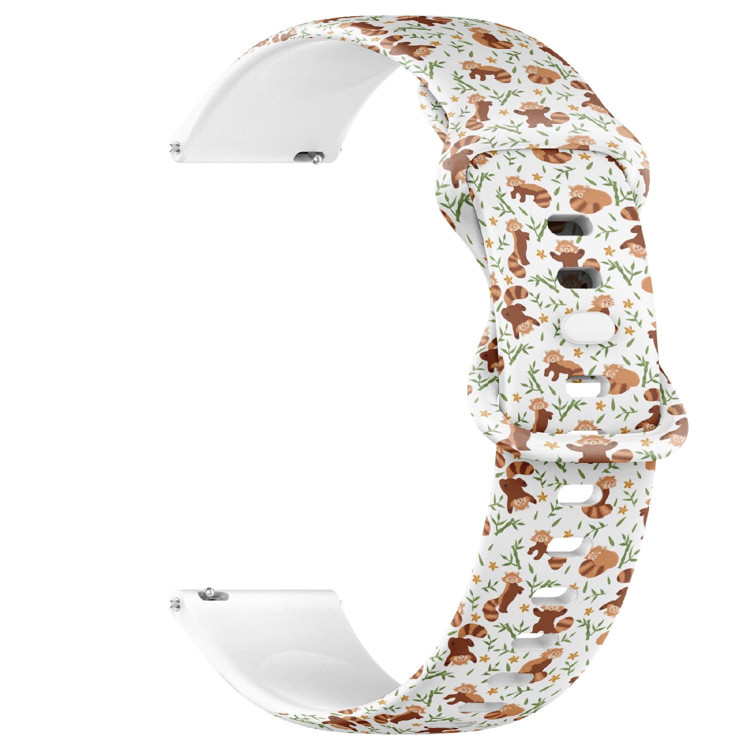 Compatible with Garmin Fenix 7/7 Pro, Fenix 6/6 Pro, Fenix 5/5 Plus, Epix (Gen2) / Epix Pro (Gen2), 22mm Replacement Sport Watch Band (Red Pandas Bamboo) Silicone Soft Strap Bracelet