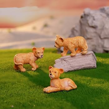 Amazon.co.jp: 8匹 ライオン 置物 リアル ミニライオン家族