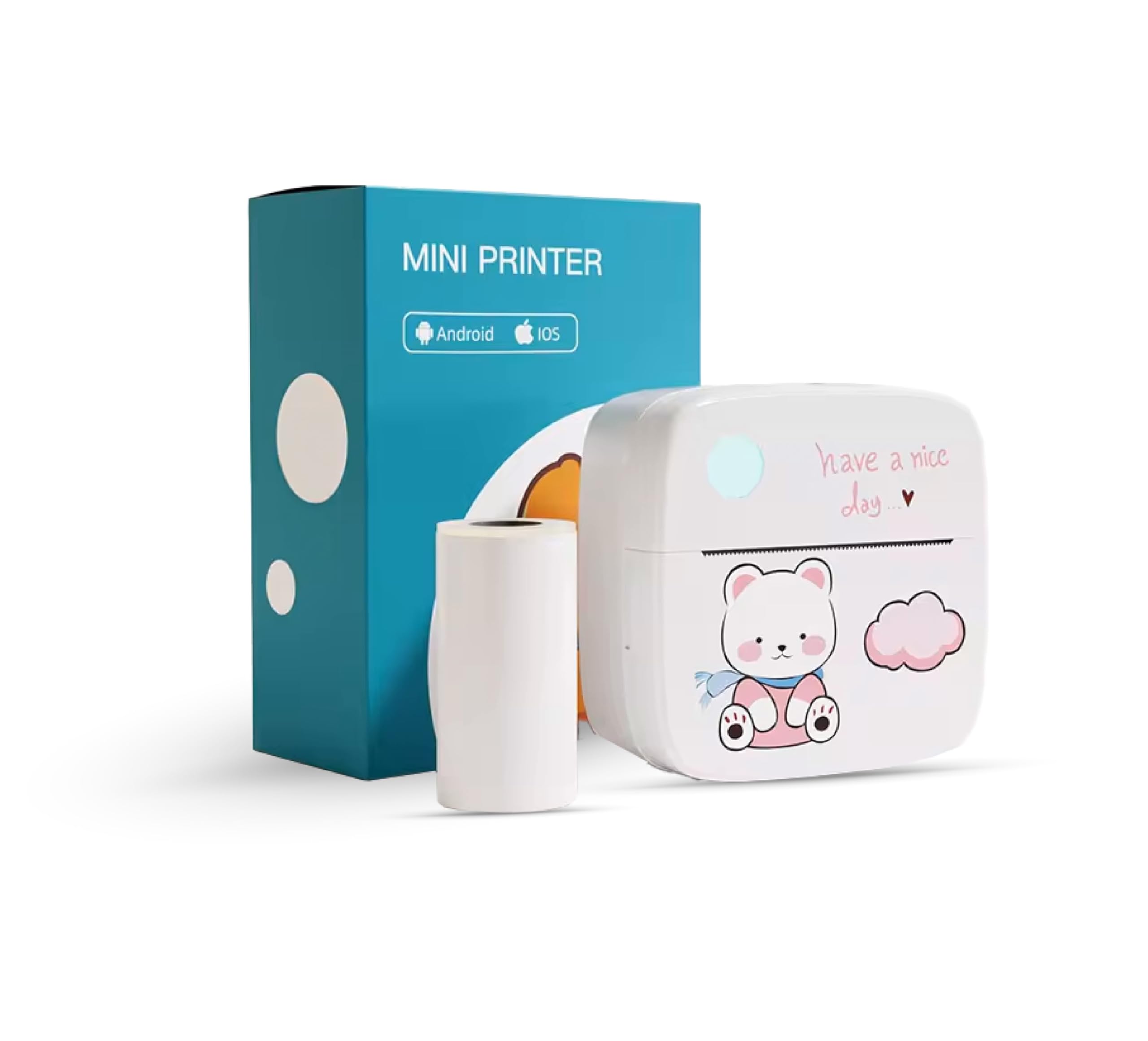 DOLEWA Portable Printer | Mini Pocket Printer Wireless Bluetooth Thermal Printer with Thermal Printing Paper & USB Cable for Note Photo Web | Barcode Printing Label | Home Office, Pink