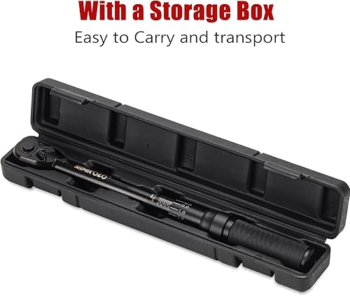 Miniatura 8 de RIMKOLO Llave dinamométrica de clic de 12 pulgada, llave dinamométrica de doble dirección de 72 dientes con hebilla (10-150 ft.-lb.13.6-203.3 Nm)