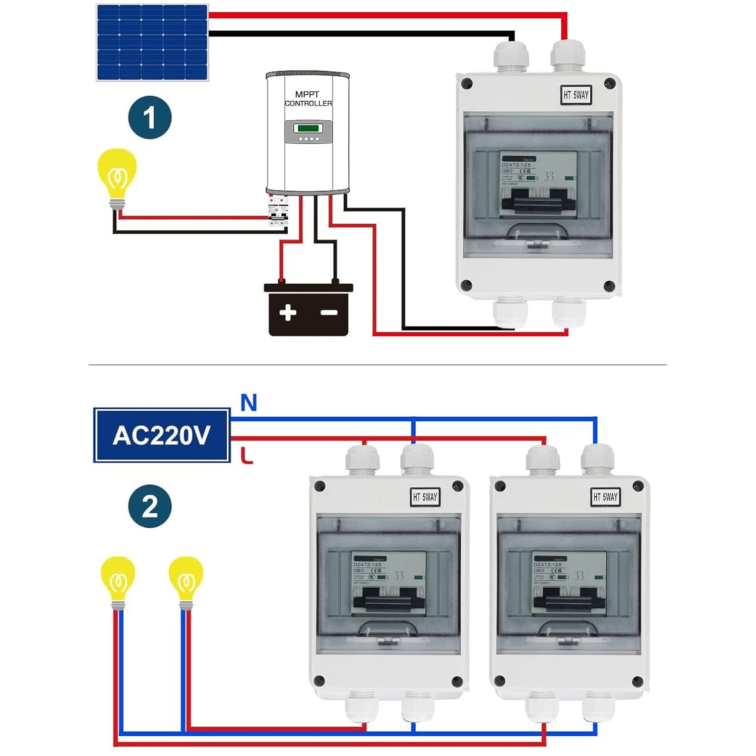 2P 80A DC Circuit Breaker Disconnect Switch DC1000V DIN Rail Mount Miniature for Photovoltaic Solar Panel PV System Grid Box Isolator