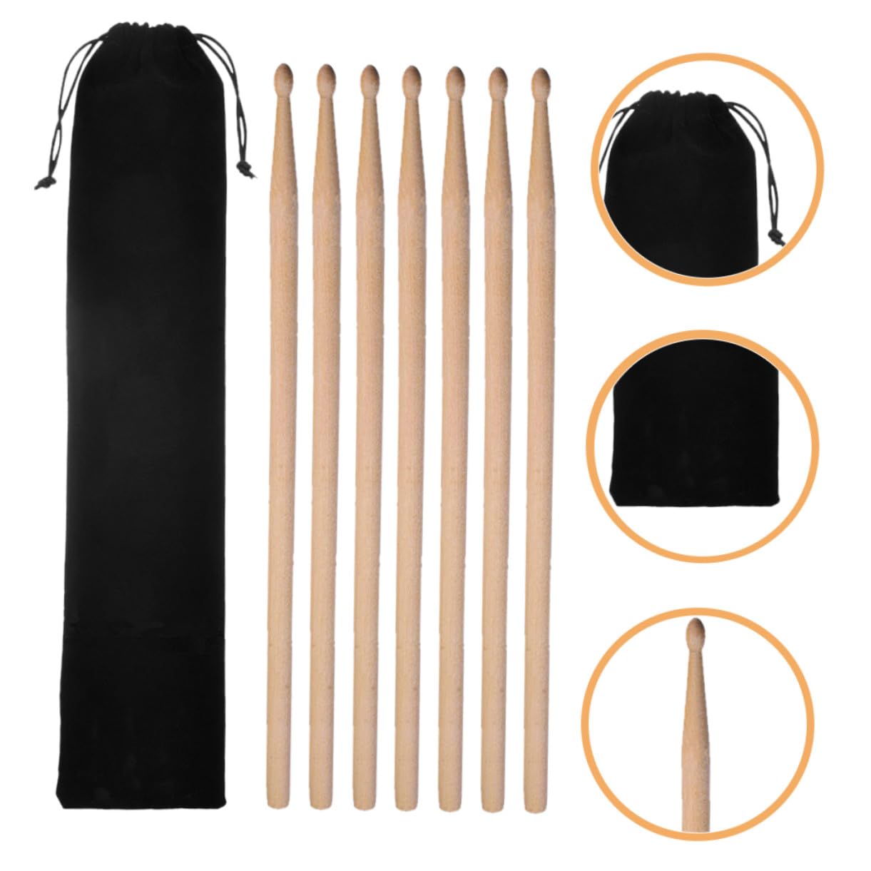 TOYANDONA 2 Satz 5a Maple Drumsticks mit Rutschfestem Griff und Stoffbeutel für Schlagzeuger