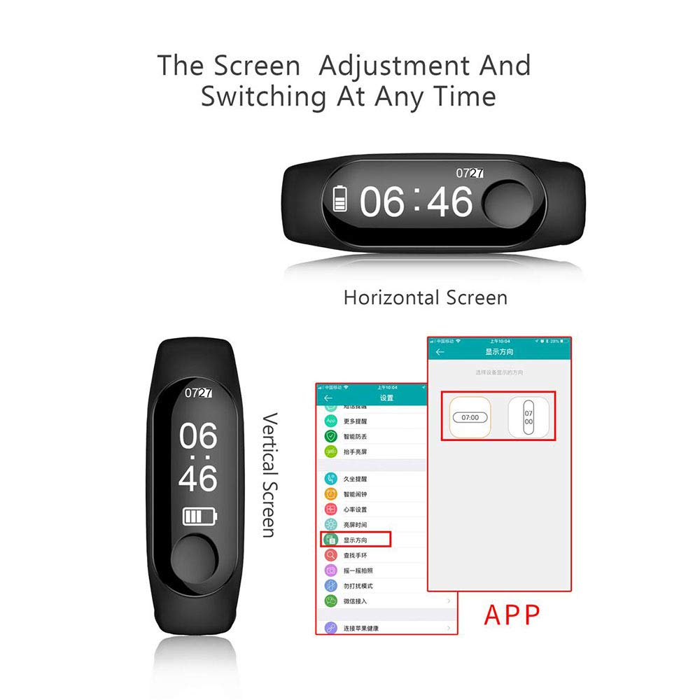Exxelo (Special 10 Year Warranty) M3 Band Heart Rate Monitor OLED Display Bluetooth 4.0 Waterproof Sports Health Activity Fitness Tracker Silicone Smart Bracelet 3