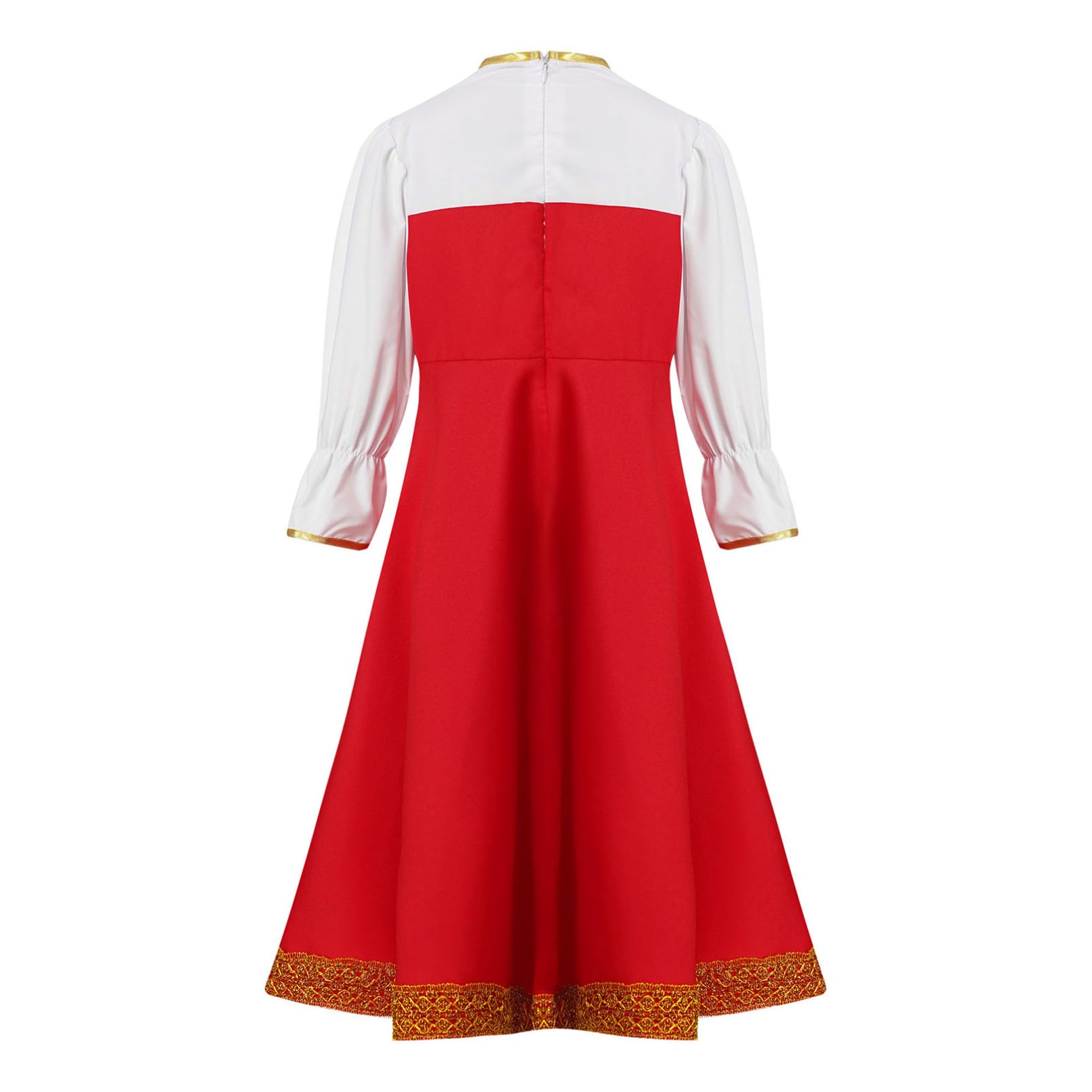 Dziewczęca odświętna sukienka rosyjska tradycyjna mundury bufiaste rękawy vintage retro bluzka top sukienka imprezowa z nakryciem głowy