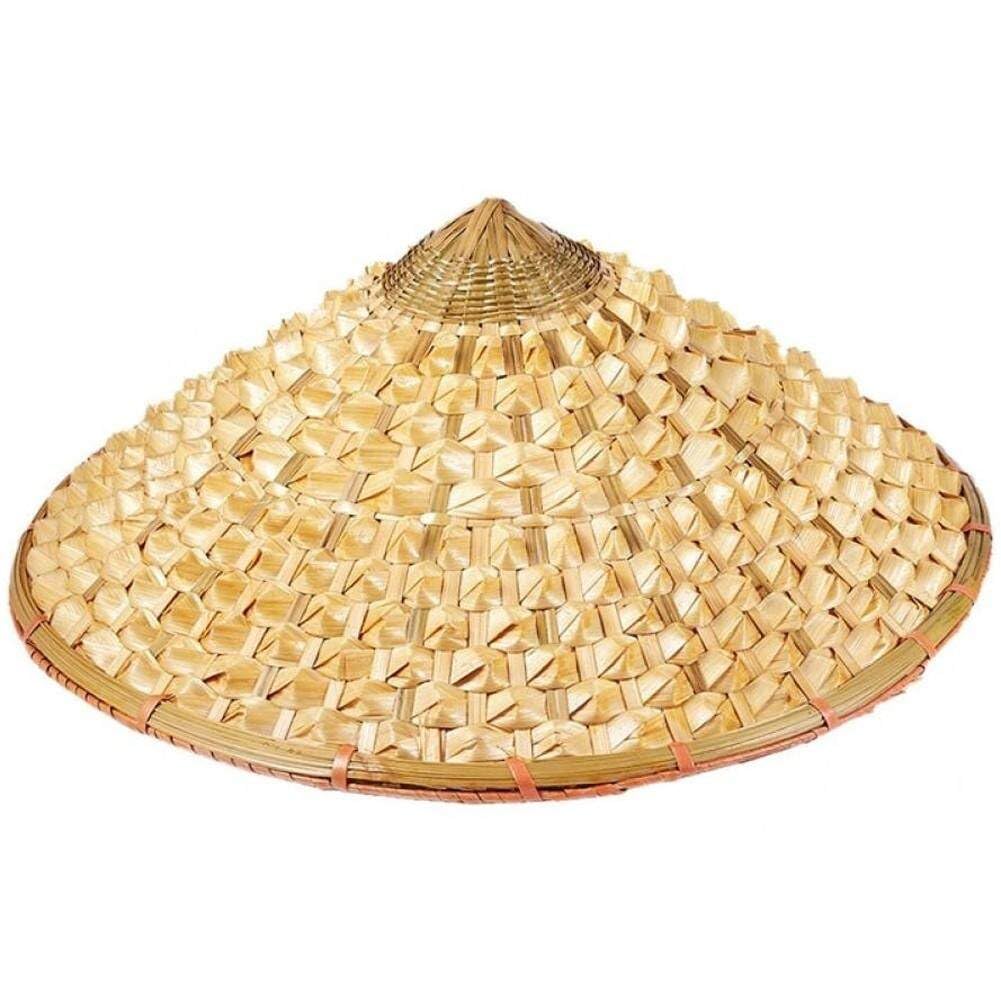 Lpitoy Beige Straw Bamboo Coolie Vietnamese Japanese Cone Sun Hat Garden Farmer Fishing