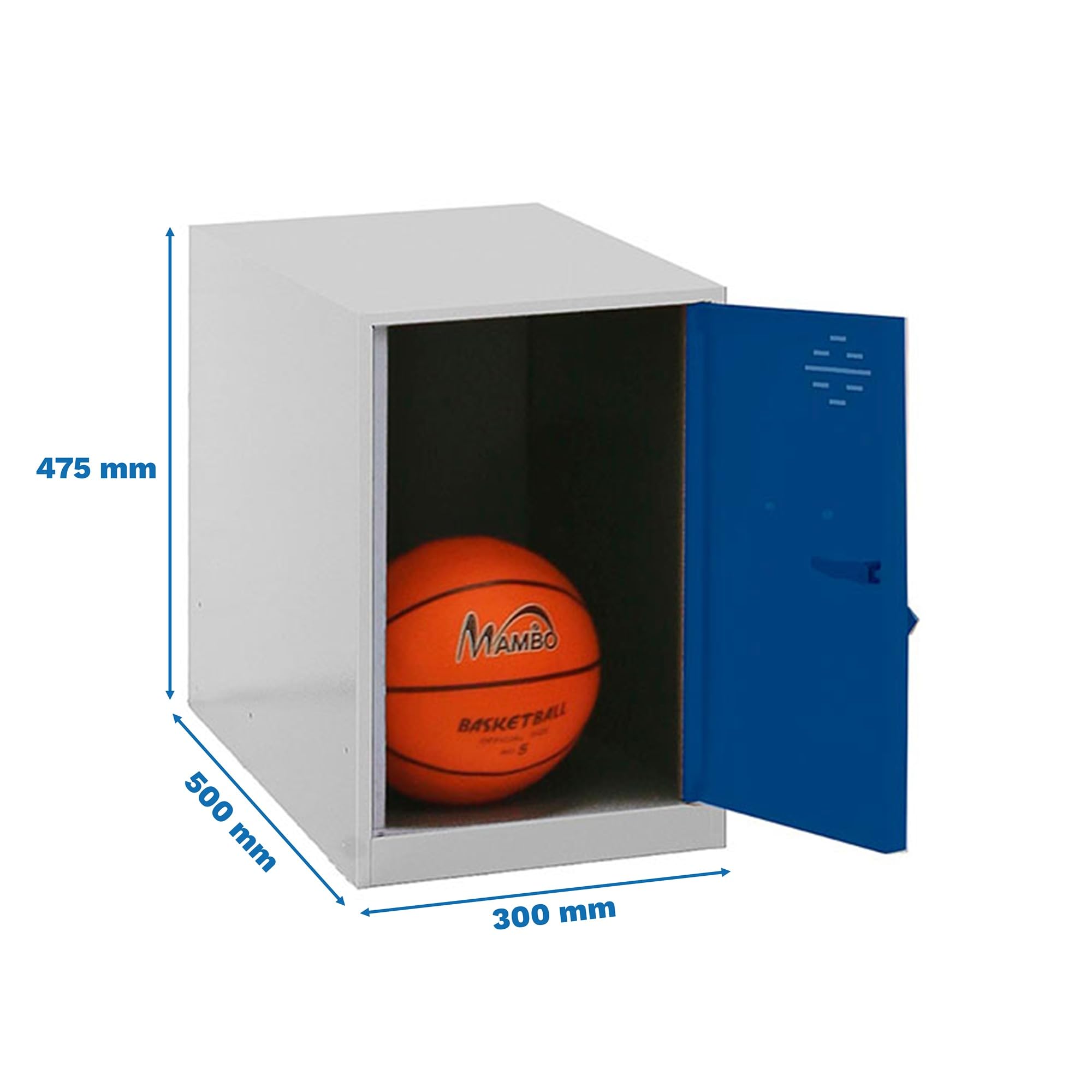 Simon Rack Vestiaire Métallique Bas 475x300x500, 1 Porte avec Clé, Gris/Bleu - Simonlocker