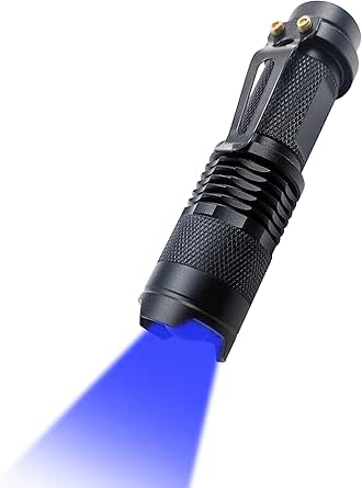 XINFEIBEI Blue LED Flashlight Single Mode Adjustable Focus Blue Light ...