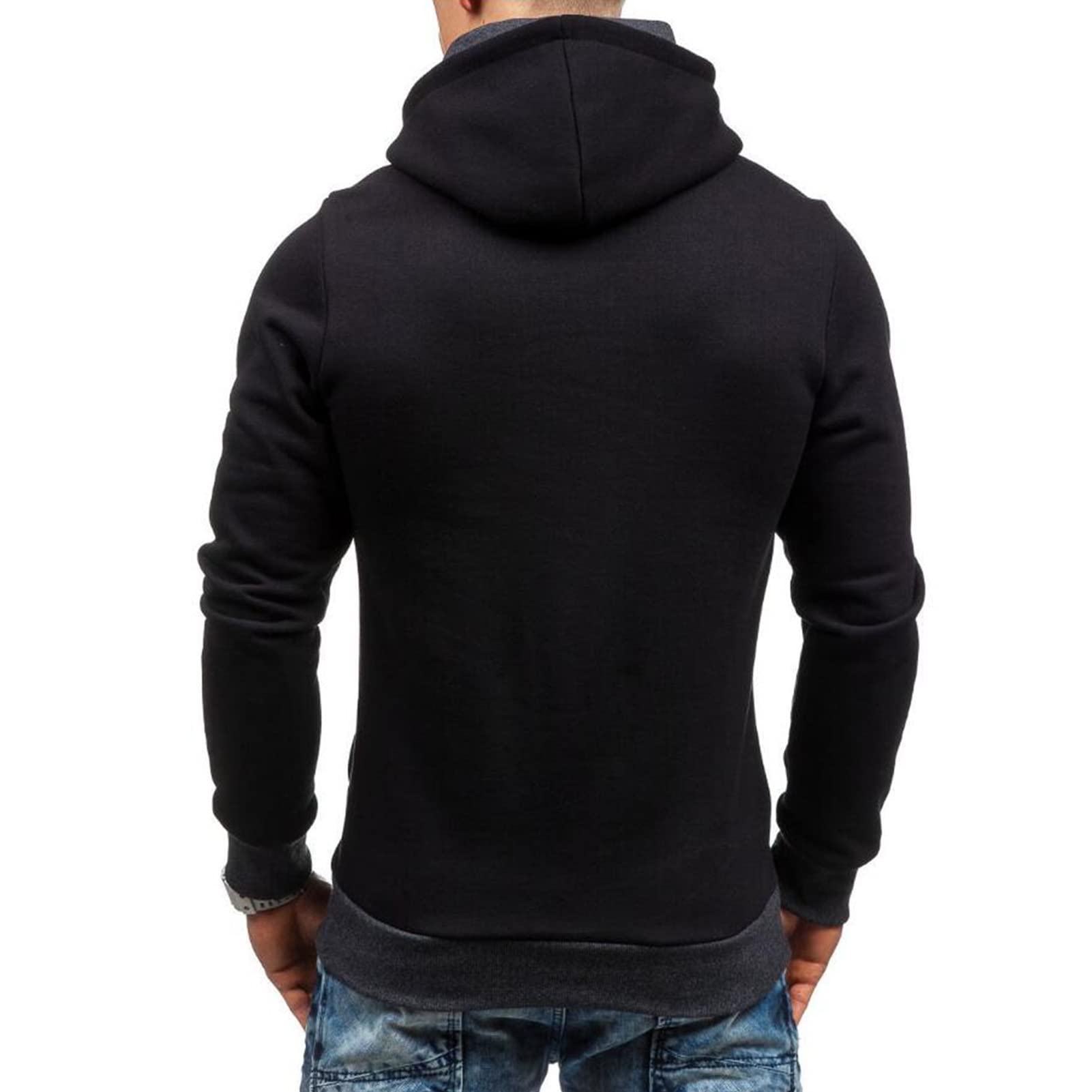 Maiyifu-GJ Men's Long Sleeve Diagonal Zipper Hoodies Zip Up Slim Fit Athletic Hoodie Hip Hop Hooded Sweatshirts with Pocket (Black 3,X-Large)