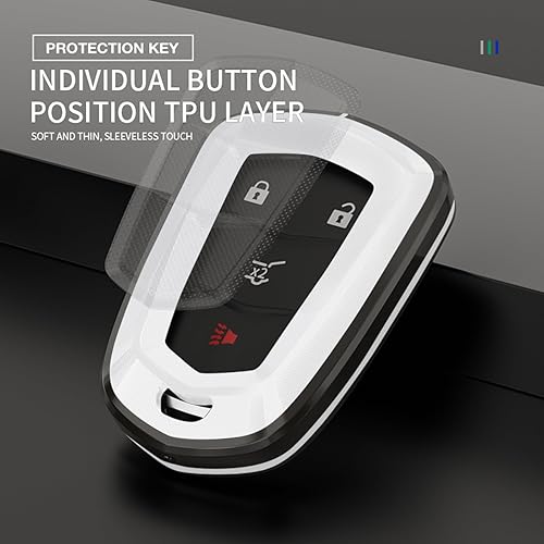 Miniatura 6 de RYE Para Cadillac Key Fob Cover, Cadillac Accesorios TPU+Aleación De Zinc Llavero Para Cadillac Escalade ATS CTS STS SRX XT5 CT6 Llave Inteligente -