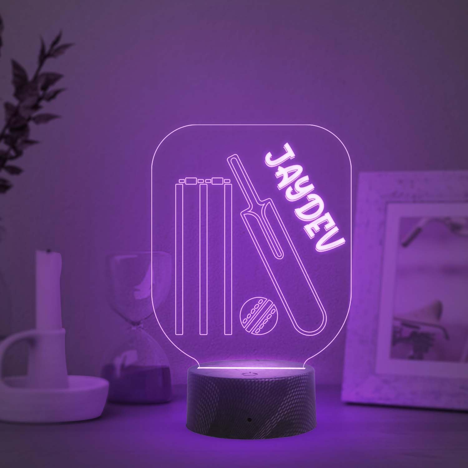 Gift Me Bazar Customized Cricket Desk Table Lamp | Bat with Ball lamp | Gift for Cricket Lover | Multicolored Light with Touch Control & USB Cable | Lamp for Sports Fans-image-23