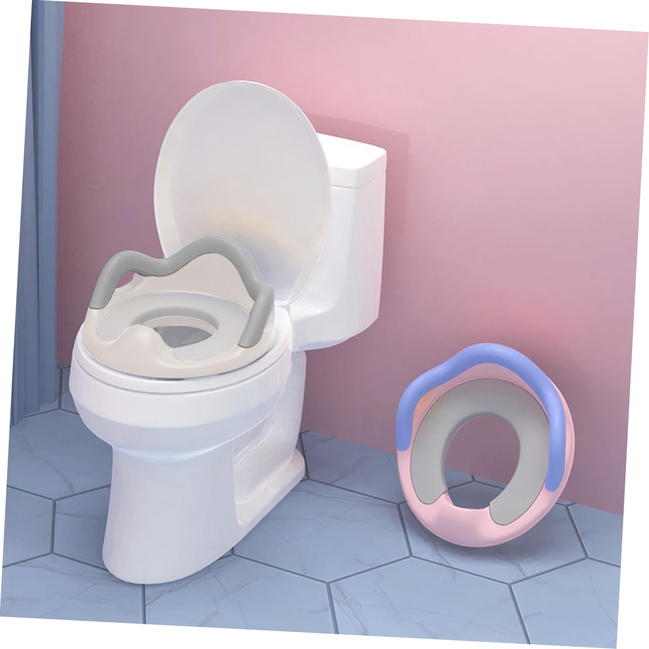 Asiento de Entrenamiento Baño para Niños Pequeños Blanco | Plástico Anti-slip, Uso Seguro, para Toddler y Niños, Formato Anillo Portátil