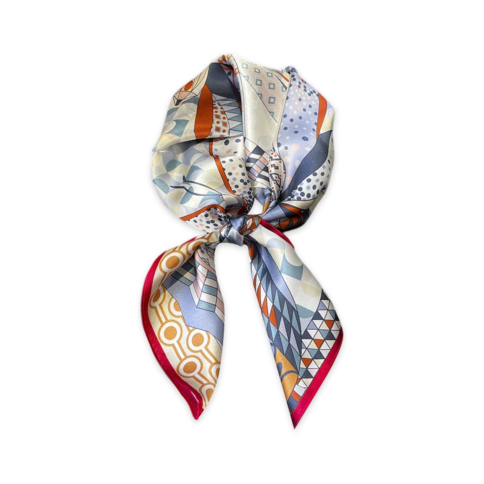 Elegantes Envolturas Suaves Bufandas for Mujer,Bufanda De Seda Bufanda Cuadrada for Mujer 70 × 70 Cm Patrón De Monograma De Cadena Geométrica Estampado Retro Bufandas Pequeñas De Satén Ligero Pañuelo