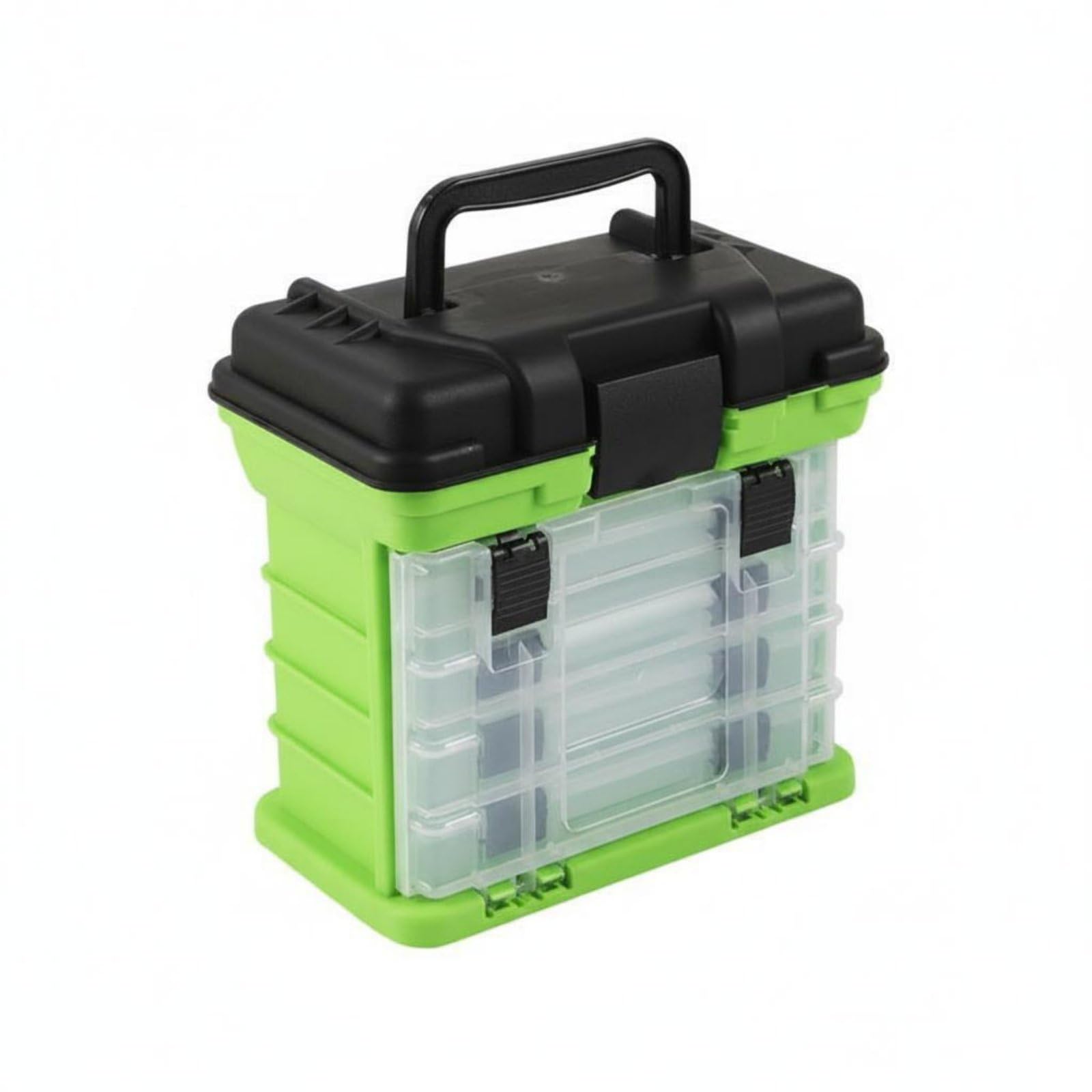 Boîte de Rangement Leurres Boîte à Appâts Boîte à Matériel Coffret de Pêche 4 Niveaux avec Casiers Amovibles en Plastique pour Classer Accessoires par, Rouge