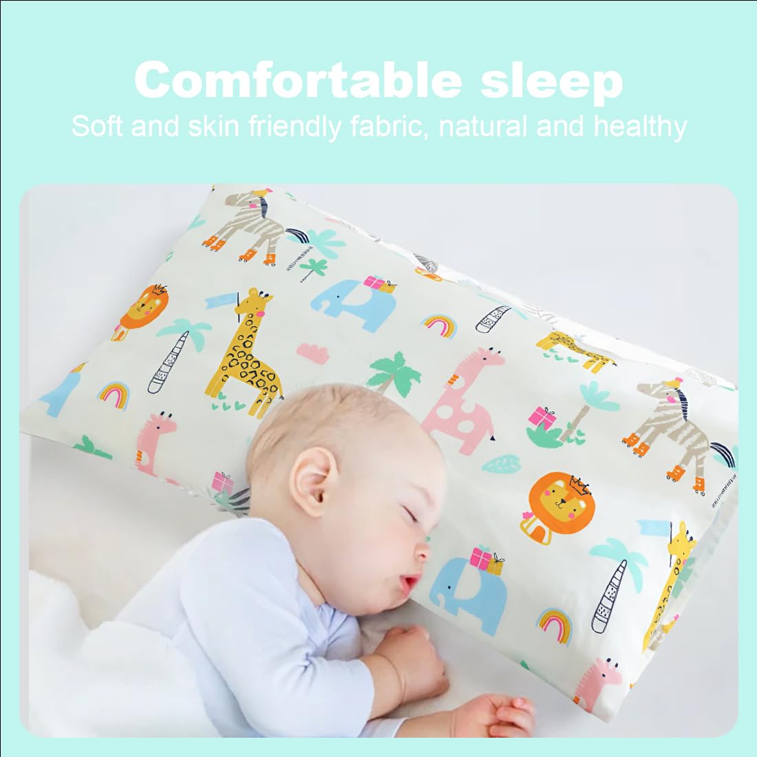 IKOPFLN Taie d Oreiller, Taie d'oreiller Bébé, Taie d'oreiller Bébé 30x50 Tête Animal 100% Pur Coton Fermeture à Rabat Lavable en Machine pour Oreiller de Berceau D’Enfant, 2 pièce