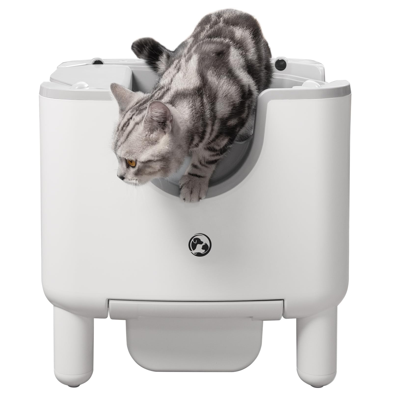 F6 Open-Top Automatic Cat Litter Box Self-Cleaning, Easy to Maintain, with Integrated Safety Protection and Odor Removal (Trash Bags Included)