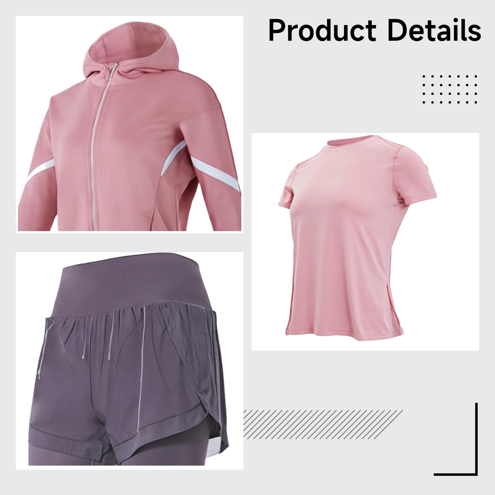 3 zestawy treningowe dla kobiet, bezszwowe stroje do jogi z szortami i legginsami, lawendowa odzież do ćwiczeń, poliester spandex, odzież gimnastyczna, rozmiar XXL, zawiera top i dół z krótkim rękawem
