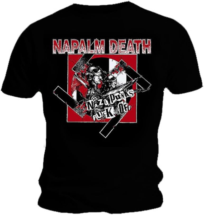 NAPALM DEATH Official T Shirt Black Death Metal Nazi Punks L