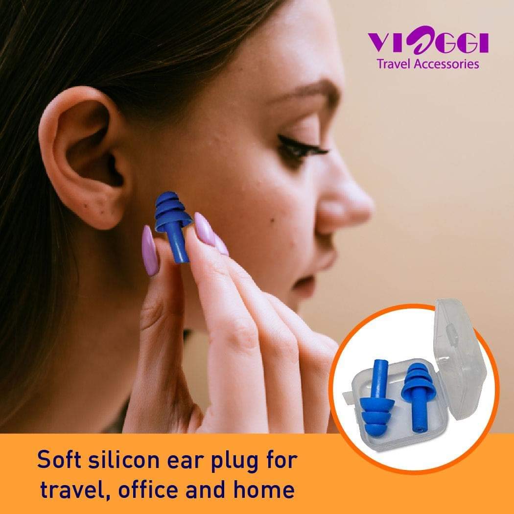 VIAGGI Soft Silicone Blue Ear Plugs Noise Reduction for Sleeping, Meditation, Swimming Adult and Child- 2 Sets 3