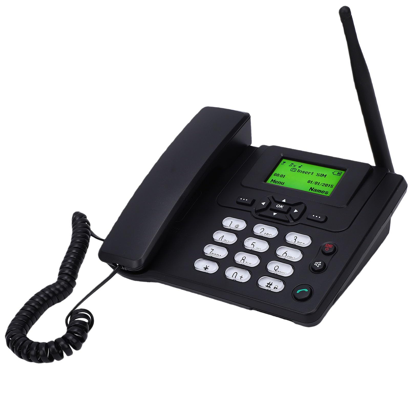Telefono Fisso Cordless GSM TD Dual Mode, Telefono Fisso Wireless 2G da Tavolo con Display da 2,4 Pollici Radio FM Sveglia ID Chiamante, per la compatibilità della Scheda SIM (Spina europea)