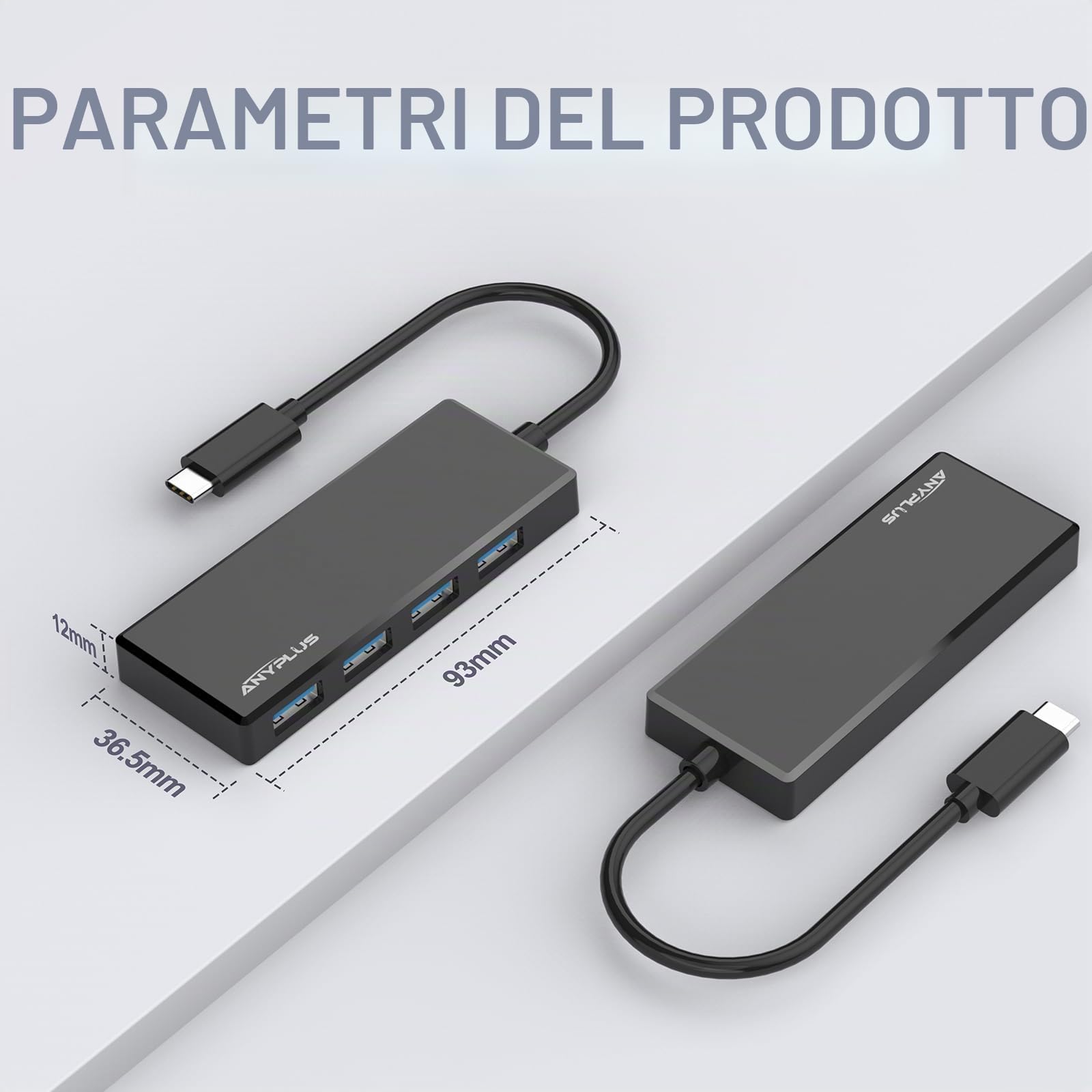 USB C Hub, 4 Ports USB 3.0 Hub Splitter with 5Gbps Data Transfer, USB C Splitter for Type C MacBook, Mac Pro, iMac, Surface, XPS, Flash Drive, Mobile HDD