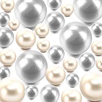Vista 22 de 120 piezas de perlas flotantes sin agujero para jarrones, perlas negras flotantes para jarrones, rellenos de perlas flotantes, velas artificiales