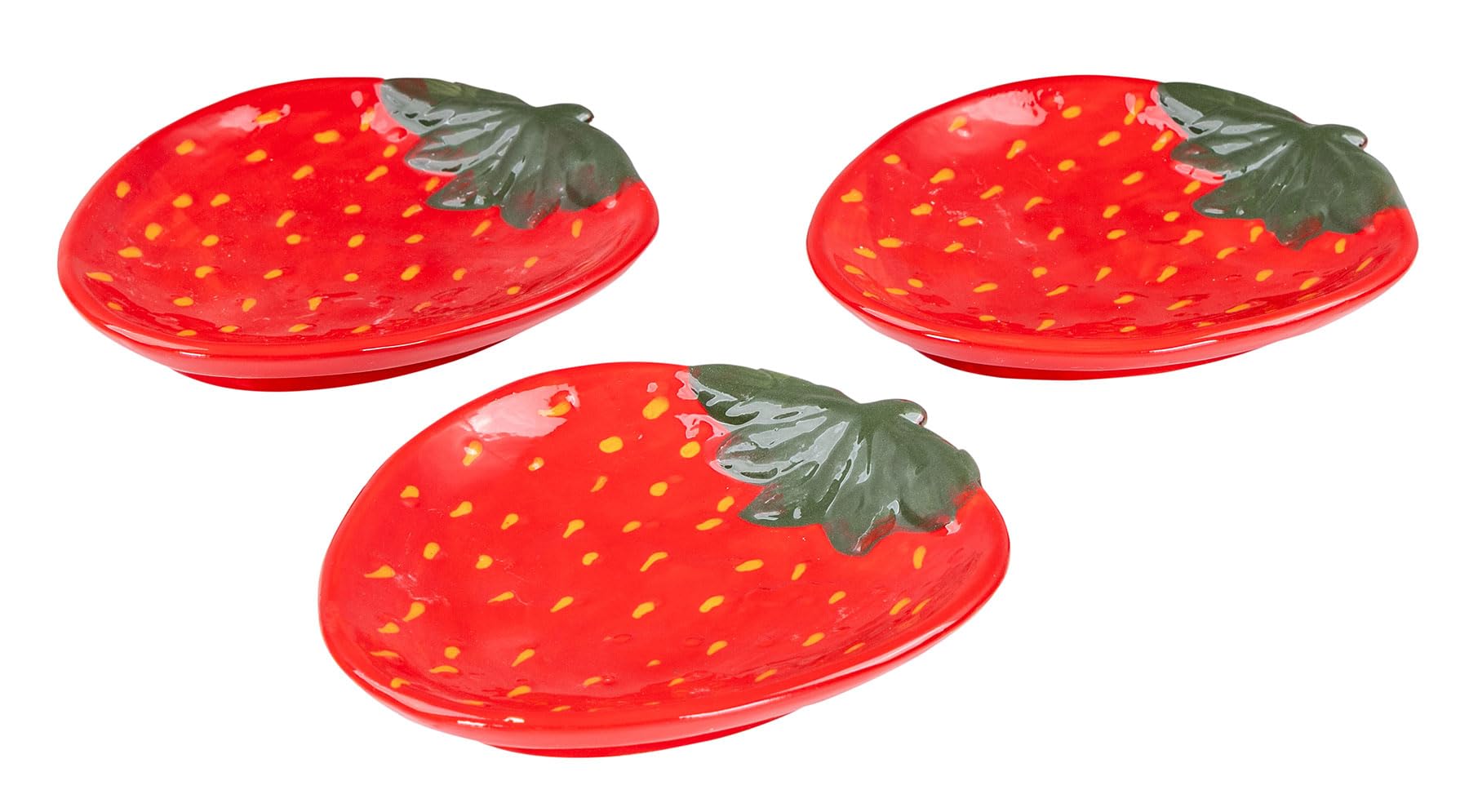 levandeo 3er Set Teller Erdbeere Keramik 16cm Erdbeerschale Sommer Obst Dekoschale Snackschale Tischdeko Servierschale Aufbewahrung Ablage Küche, Haushalt & Wohnen