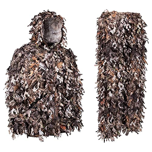 JSQWD Green Leaf Tarnung Jagdanzug Herbst 3D gezacktes Blatt Tarnung Tarnung Tarnung Dschungel Jagd Halloween Kostüm…