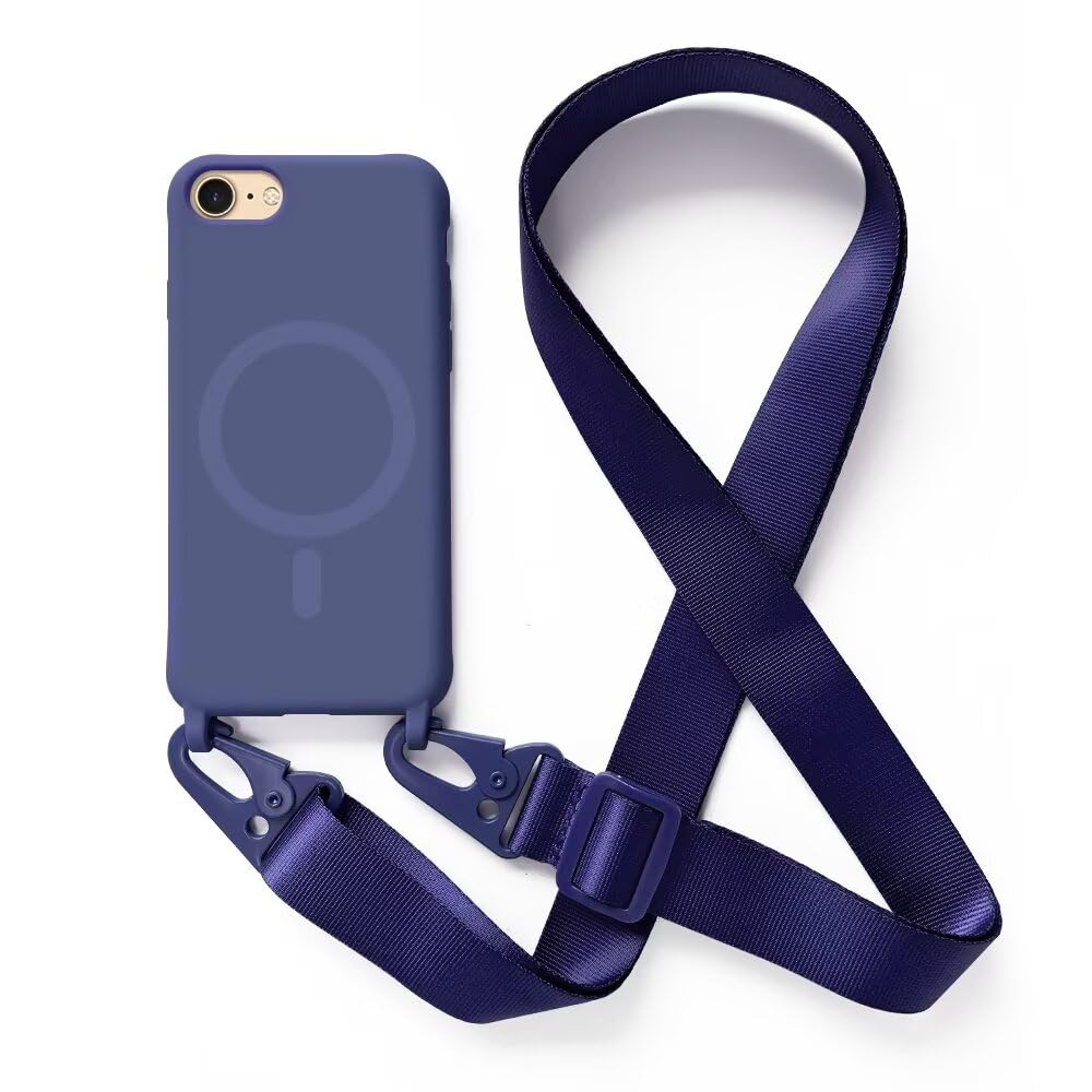 Etui ochronne z łańcuszkiem do telefonu, kompatybilne z iPhone 6/iPhone 7/iPhone 8, etui na telefon komórkowy z opaską, bezprzewodowe etui do ładowania, smycz na szyję, silikonowe etui