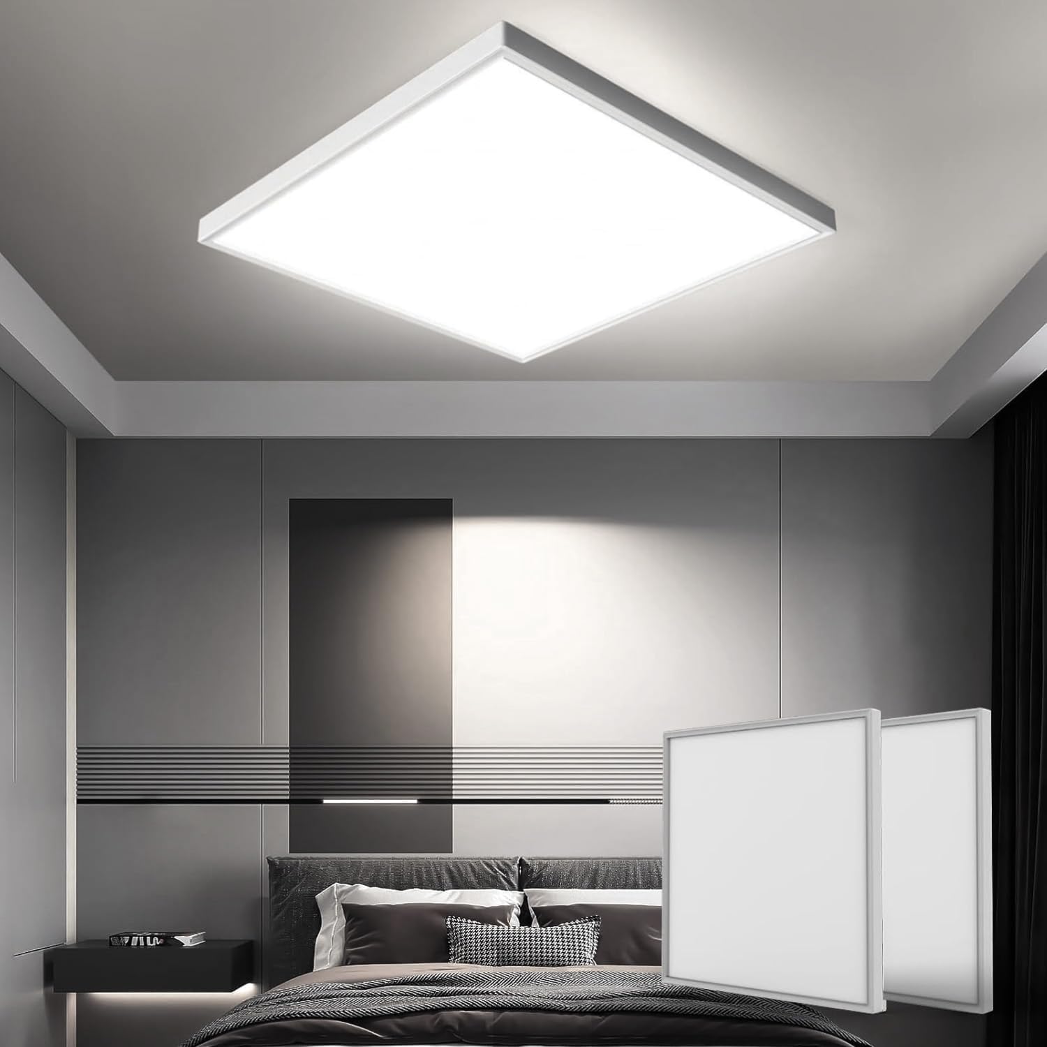 Pannello LED Telaio 60x60 Cm - Cornice Per Incasso A Soffitto O Parete, Bianco - Foto 5