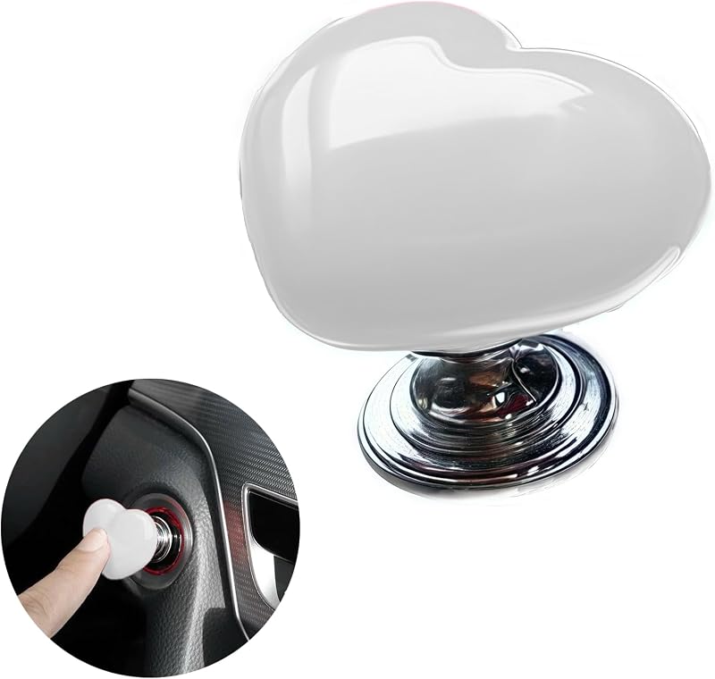 Capa decorativa para botão Start/Stop automotivo IRIDESCENT com alavanca tipo joystick – Metal Heart Branco