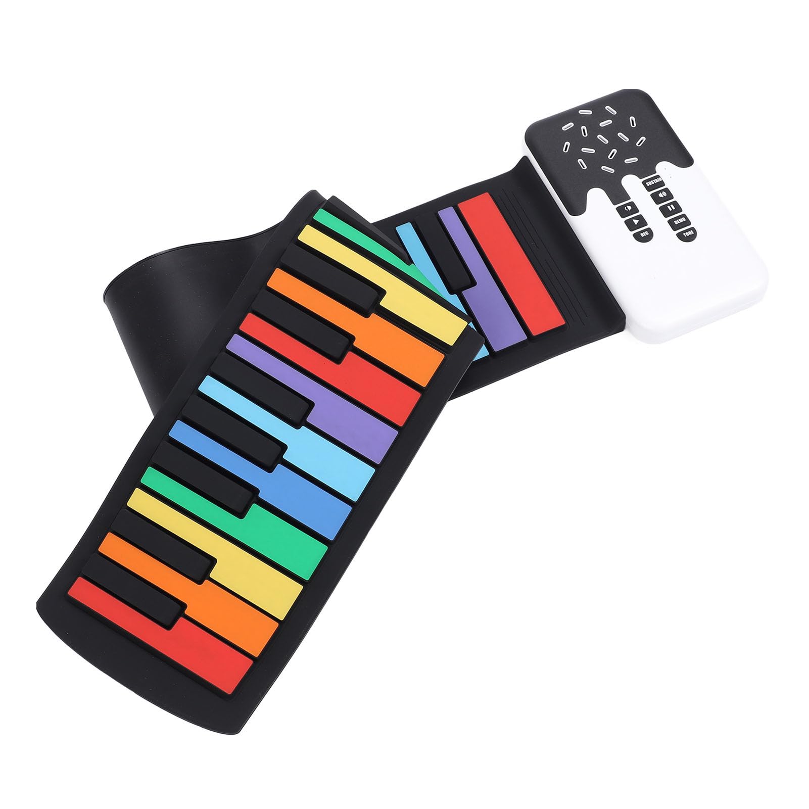 49-Tasten Handroll Piano Pad mit integriertem Lautsprecher und 8 Klangfarben, tragbares Silikon Keyboard für Outdoor-Musik, Reise, Musikunterricht, Camping, Kinder, Senioren
