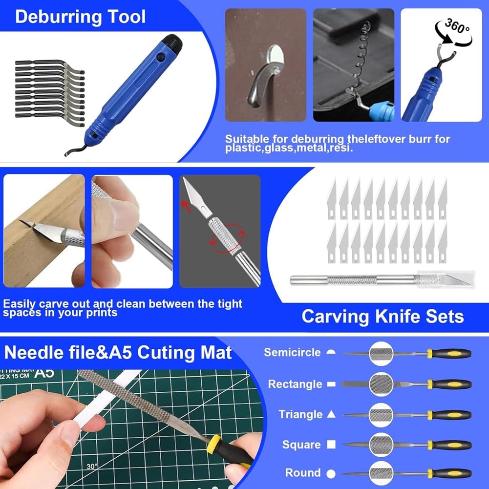 Kit D'Outils d'impression 3D Comprend des Accessoires D'Imprimante 3D - Pinces, Pincettes, Couteau de Sculpture, Aiguilles de Nettoyage, Clés, Clé à Molette.