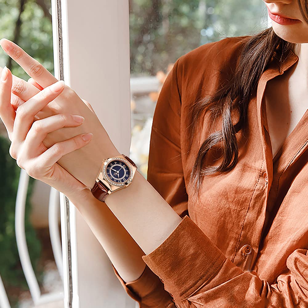 SHENGKE SK Orologio da donna facile da leggere con numeri arabi cristallo diamante orologio vestito da donna resistente all'acqua
