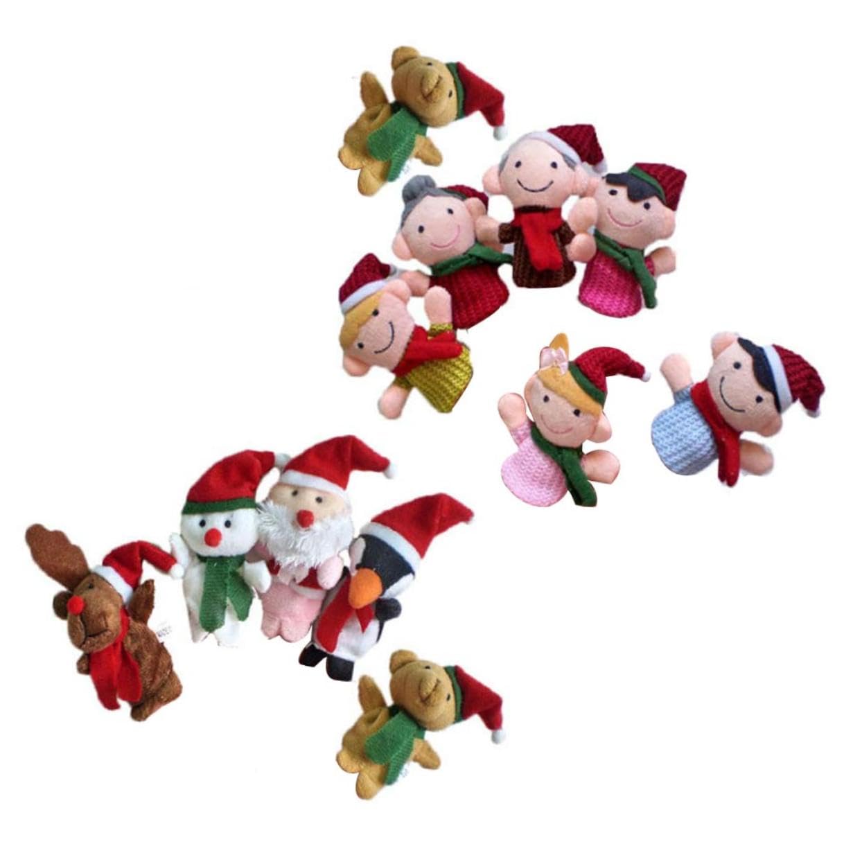 Toyvian 22 Pz giocattoli per bambini marionette natalizie da dito imbottitura per calze di Natale giocattolo burattini bambola da dito per bambini bambola da dito di natale Cartone animato