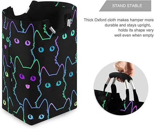 Miniatura 3 de Cesta de lavandería colorida para gatos, impermeable, plegable, con asa, para baño, armario, organizador de lavandería