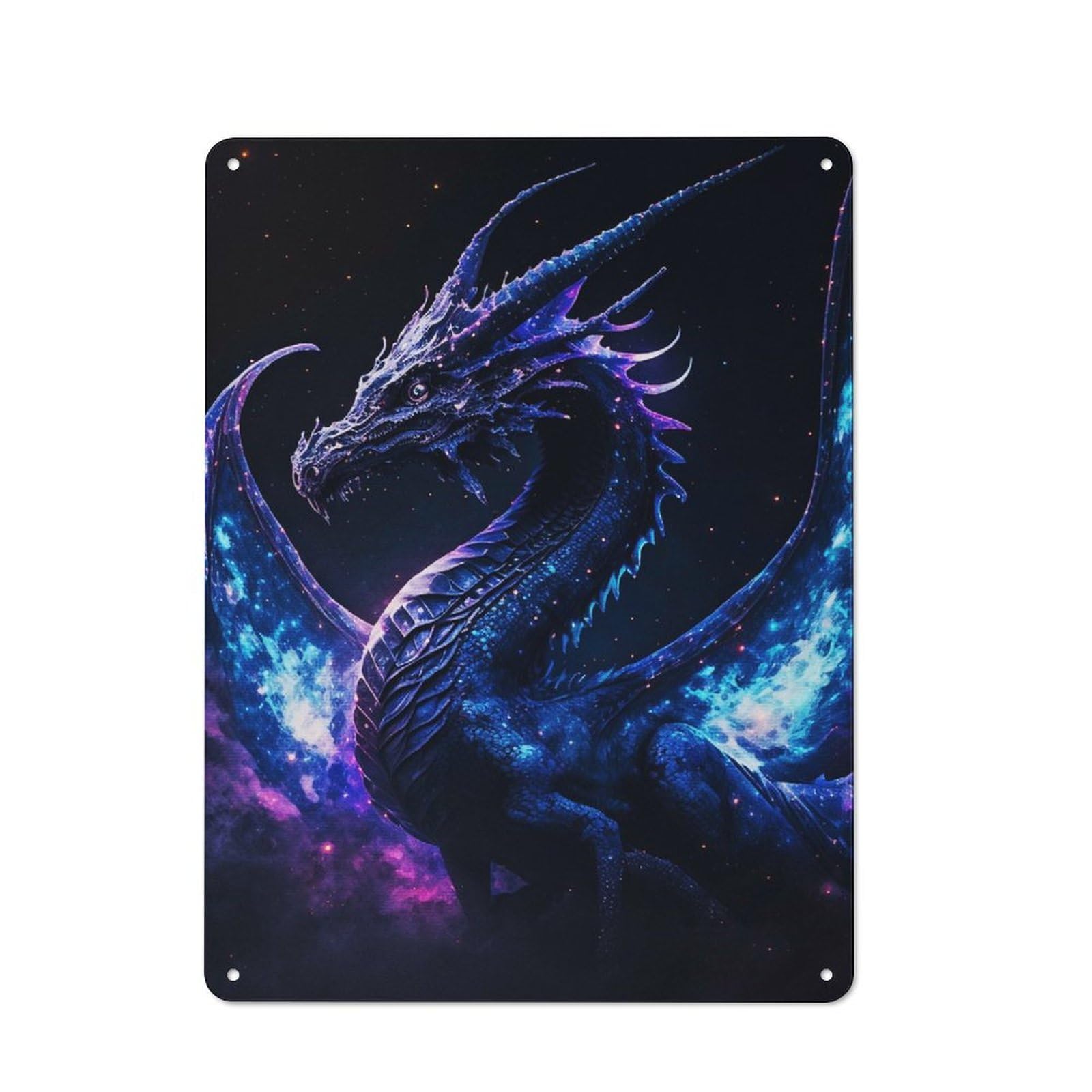 Junmoney Black Magic Dragon Rustic Metal Plaque 40X30cm For Hobby Room Or Studio, For Creative Interior Collectors