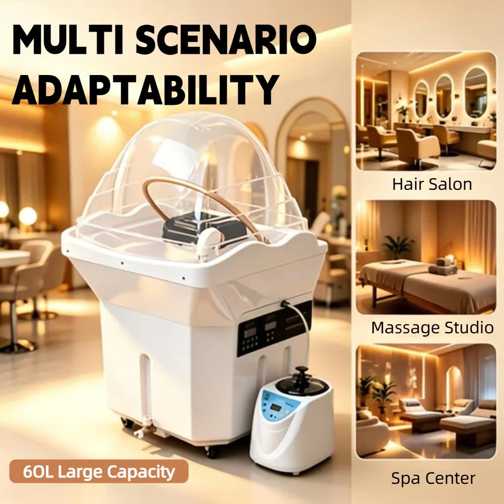 Head Spa Equipment, Almacenamiento Agua 60 L, Lavabo Champú para Terapia de Spa con CirculacióN Agua y FuncióN Terapia Luz, Head Spa Equipment, para Spa Capilares y Salones de PeluqueríA