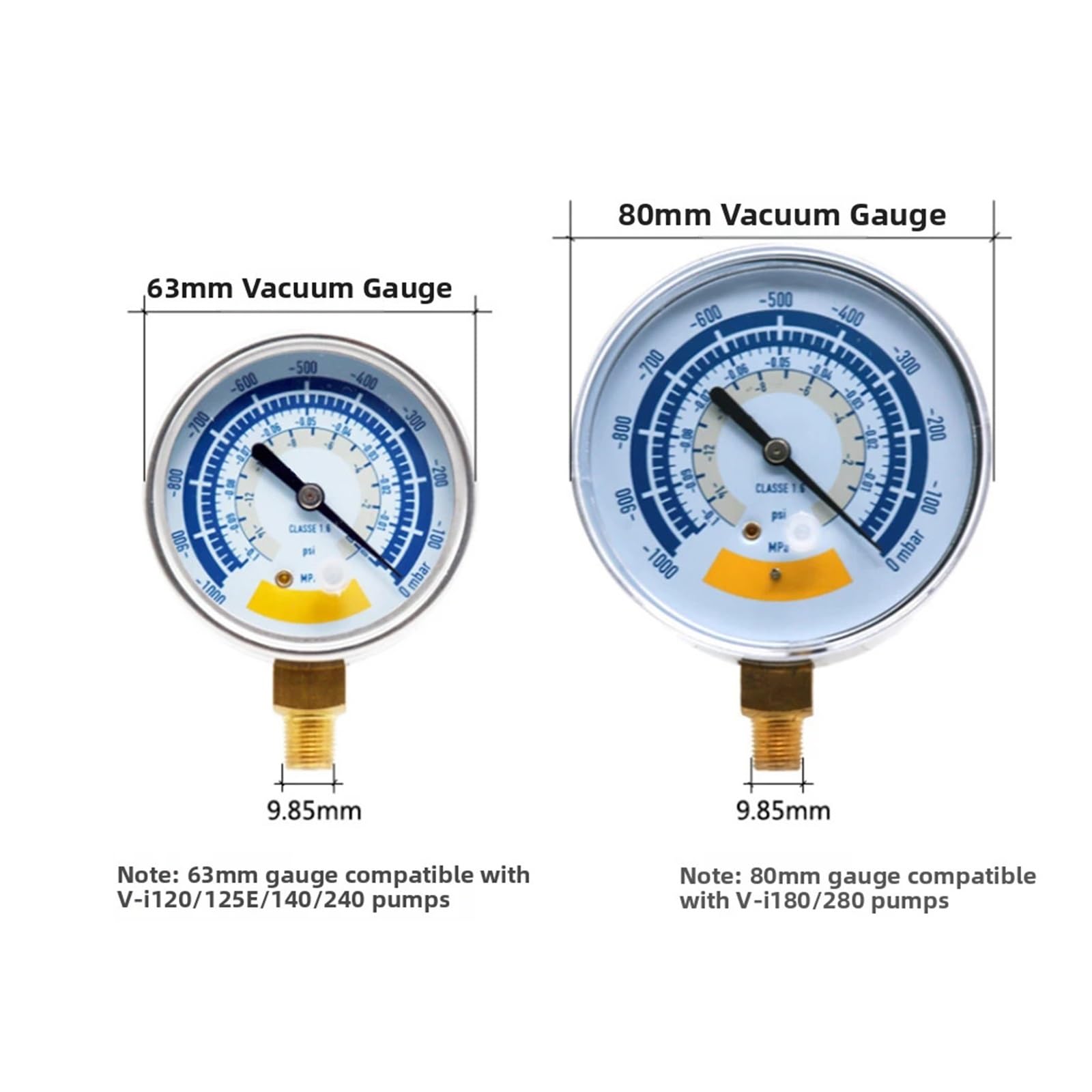Manómetro digital, Herramienta de medición presión vacío, manómetro a prueba golpes, 63mm, 80mm, conector estándar G1 8(L)