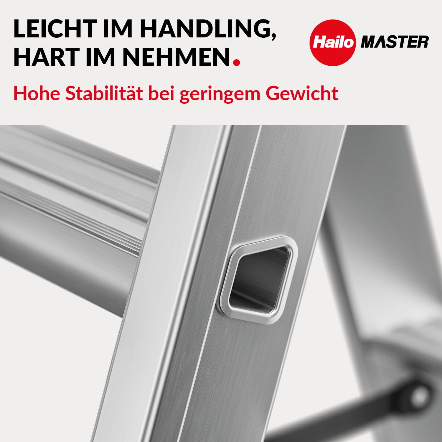 Hailo Master D100 Aluminium Doppelstufenleiter – beidseitig begehbare Stufenleiter - breite Rutschhemmende Stufen - große Abstellfläche - 2 x 8 Stufen - EN 131 geprüft - belastbar bis 150 kg
