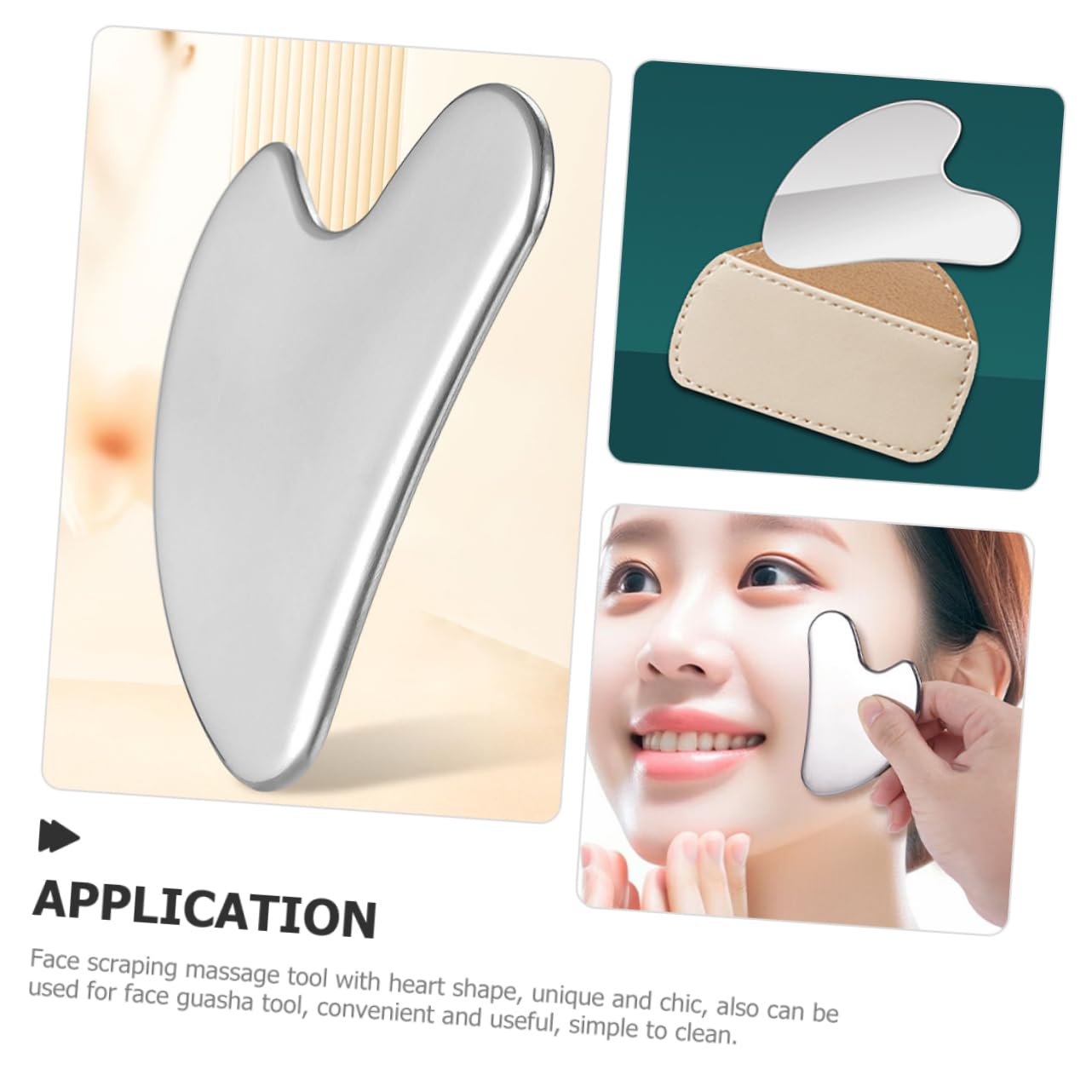 Healvian 5pezzi Strumento Gua Sha Acciaio Inossidabile Forma Di Cuore Per Massaggio Facciale Utensile Di Bellezza Portatile e Leggero Massaggiatore Antirughe Per Viso e Collo Facile Da