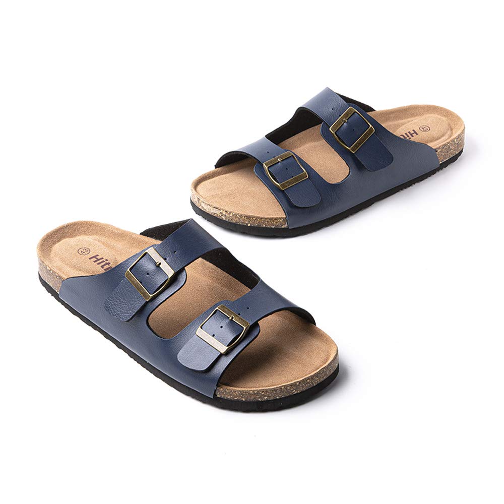 Hitmars Ciabatte Uomo Sandali Estate Basse Infradito da Spiaggia All'Aperto da Acqua Mare Regolabile Fibbia Punta Aperta Regolabile Nero Blu Marrone Cachi EU39-EU47