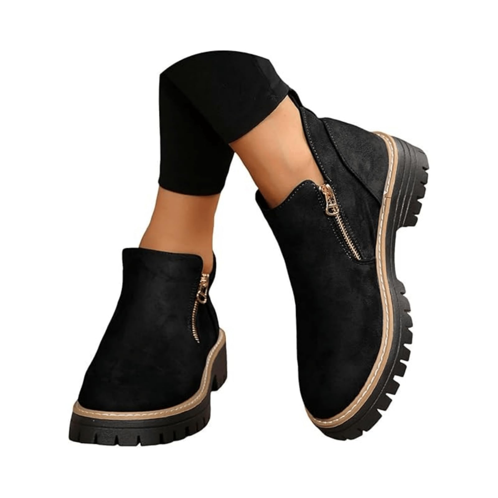 Boots For Women Ankle Booties Low Heel Chunky Block Mid Heel Short Booties Western Dressy Platform Walking Shoes