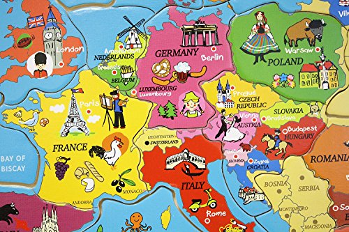 Idena 4100686 - Holzpuzzle Europa, Circa 30 x 30